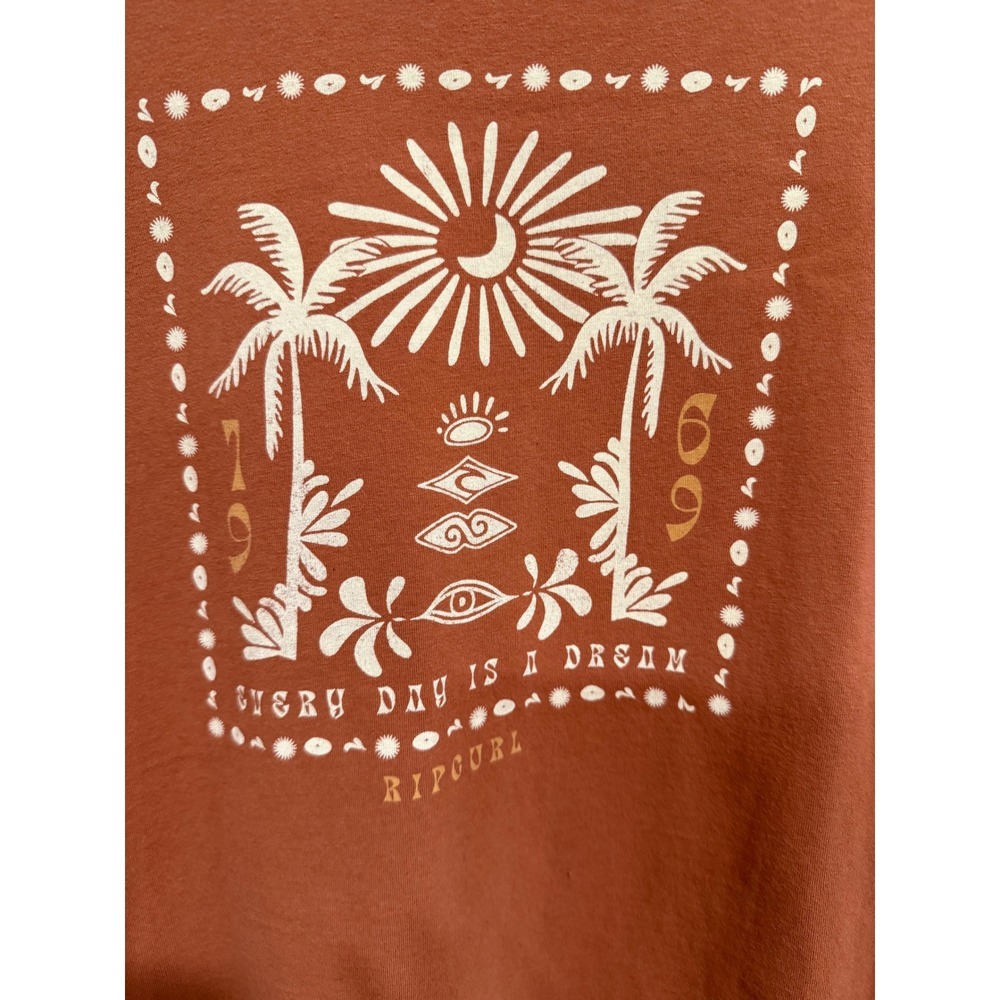 Rip Curl Womens Long Sleeve Graphic Tee Rust Orange Every Day Is A Dream Small - Picture 2 of 6